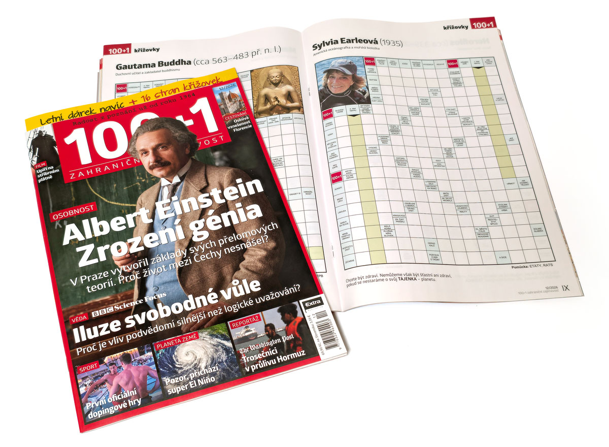 100+1 zahraniční zajímavost 12/2026 - Albert Einstein + KŘÍŽOVKY