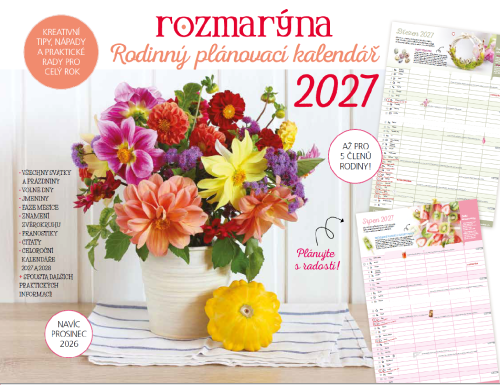 Rodinný plánovací kalendář na rok 2027 (Rozmarýna)