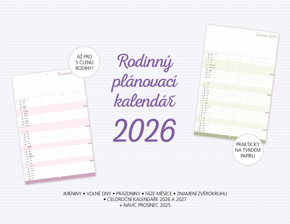Rodinný plánovací kalendář na rok 2026